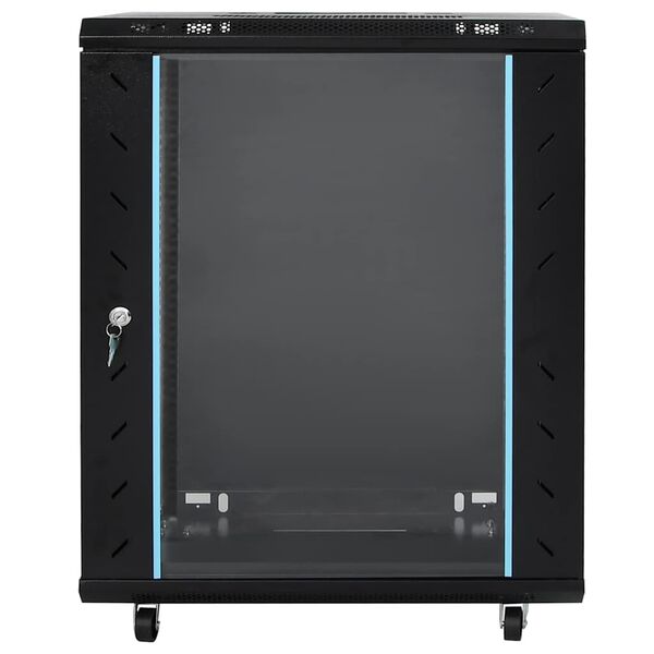 vidaXL Arm&aacute;rio de Rede com armazenamento Preto 60 x 60 x 80 cm A&ccedil;o
