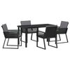 vidaXL Conjunto de Jantar para Jardim 5 pcs Preto A&ccedil;o revestido a p&oacute;