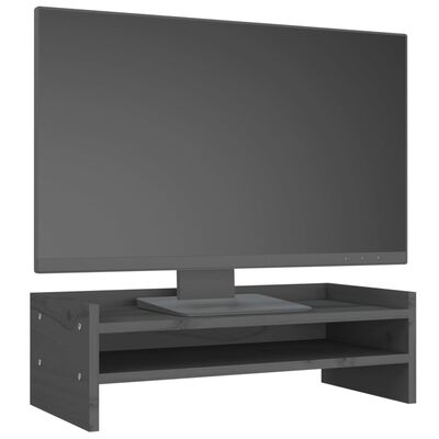 vidaXL Suporte p/ monitor 50x24x16 cm madeira de pinho maciça cinzento