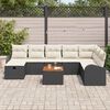 vidaXL Conjunto de Sofá de Jardim 9 pcs Preto Rattan Sintético