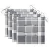 vidaXL Cadeiras jardim c/ almofad&otilde;es xadrez cinzento 4 pcs teca maci&ccedil;a