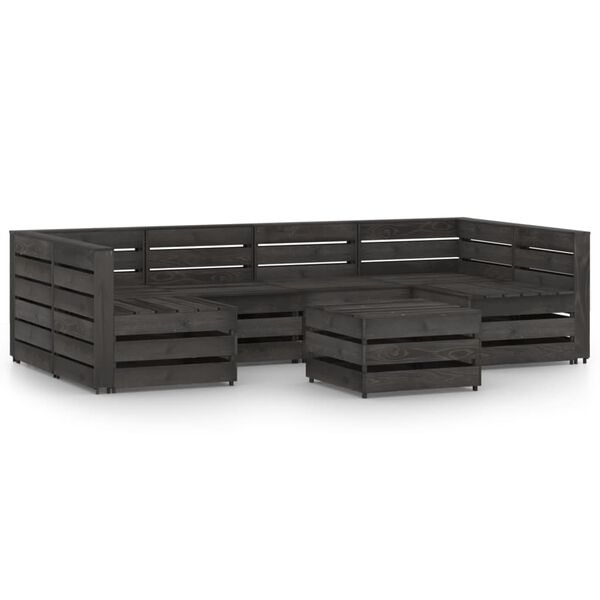 vidaXL 7 pcs conjunto lounge de jardim pinho impregnado cinzento