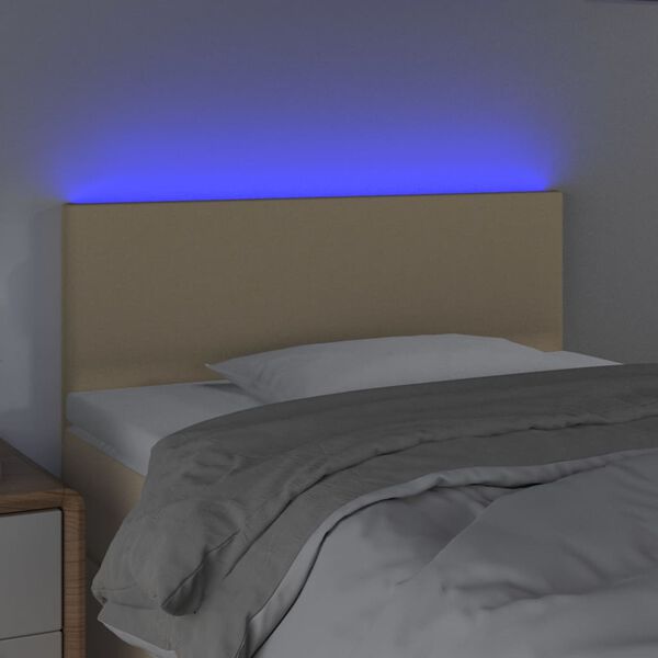 vidaXL Cabeceira de cama c/ luzes LED tecido 80x5x78/88 cm cor creme