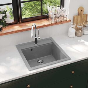 vidaXL Lava-lou&ccedil;a com 1 cuba granito cinzento