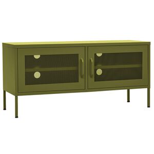 vidaXL Móvel de TV aço 105x35x50 cm verde-azeitona