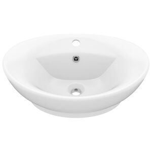 vidaXL Lavat&oacute;rio luxuoso oval 58,5x39 cm cer&acirc;mica branco mate