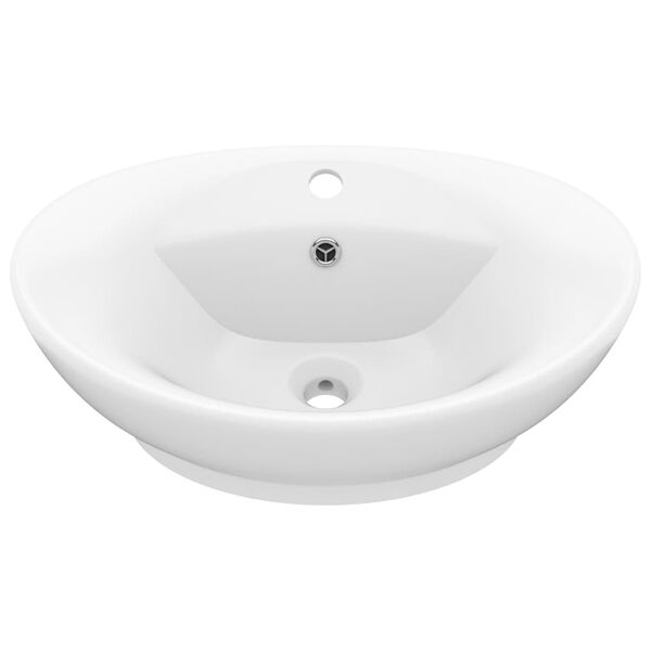 vidaXL Lavat&oacute;rio luxuoso oval 58,5x39 cm cer&acirc;mica branco mate
