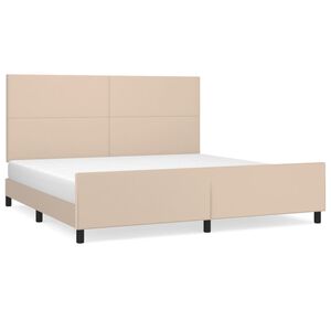 vidaXL Estrutura cama cabeceira 200x200 cm couro artificial cappuccino
