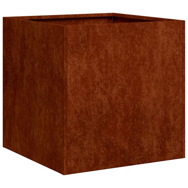 vidaXL Floreira enferrujada 40x40x40 cm a&ccedil;o resistente