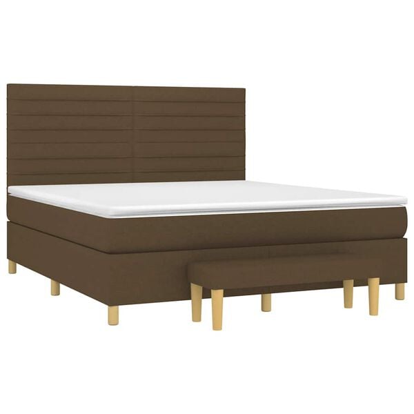 vidaXL Cama com molas/colch&atilde;o 180x200 cm tecido castanho-escuro