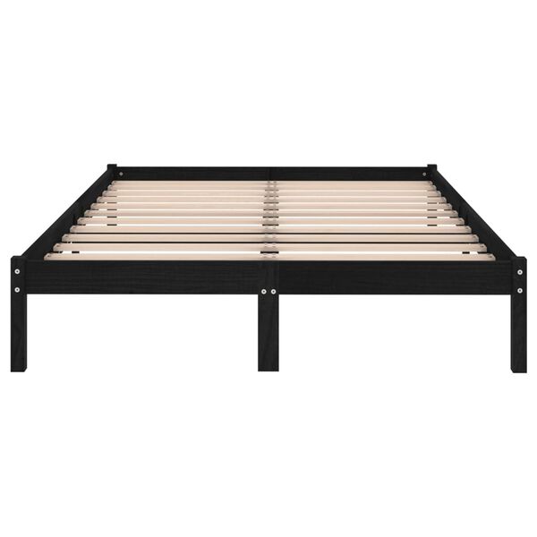 vidaXL Estrutura de cama 140x200 cm pinho maciço preto