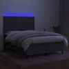 vidaXL Cama box spring c/ colch&atilde;o e LED 140x200 cm tecido cinza-escuro