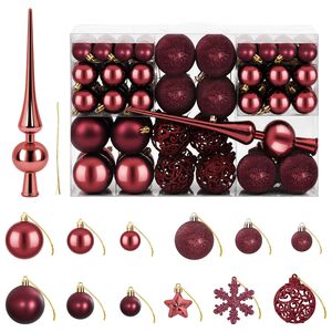 vidaXL Conjunto de Bolas de Natal 111 unid. Vinho Vermelho 6 cm