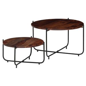 vidaXL Conj. mesas de centro 2 pcs madeira de ac&aacute;cia maci&ccedil;a 60x35 cm