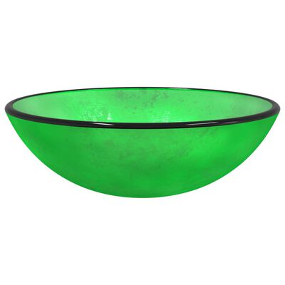 vidaXL Lavatório vidro temperado 42x14 cm verde