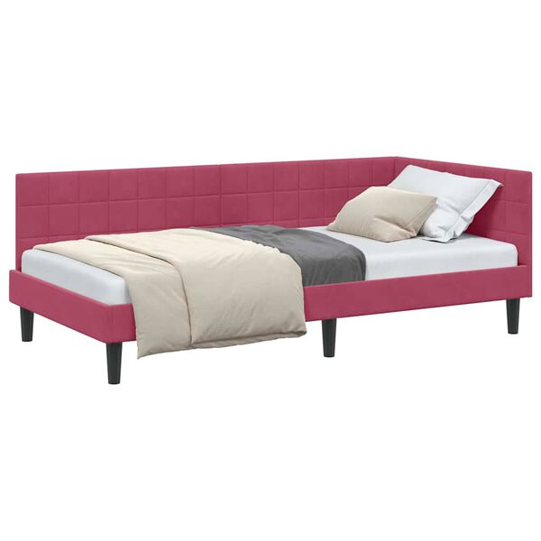 vidaXL Estrutura de Cama de Canto Vinho Vermelho 90 cm x 190 cm Veludo