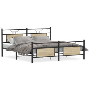 vidaXL Estrutura de cama sem colch&atilde;o 183x213cm metal carvalho sonoma
