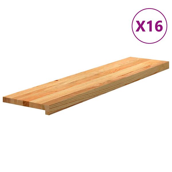 vidaXL Tapetes de escada 16 pcs 110x30x2 cm carvalho castanho-claro