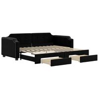 vidaXL Sofá-cama com gavetão e gavetas 80x200 cm tecido preto