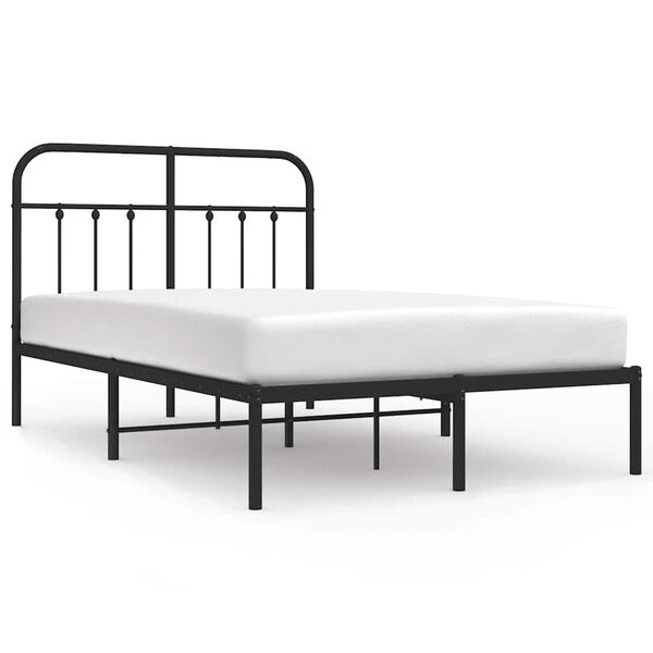 vidaXL Estrutura de cama com cabeceira 120x190 cm metal preto