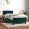 vidaXL Cama box spring c/ colch&atilde;o/LED 100x200 cm veludo verde-escuro