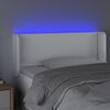 vidaXL Cabeceira de cama c/ LED couro artificial 93x16x78/88 cm branco