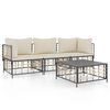 vidaXL 4 pcs conjunto lounge de jardim c/ almofad&otilde;es vime PE antracite