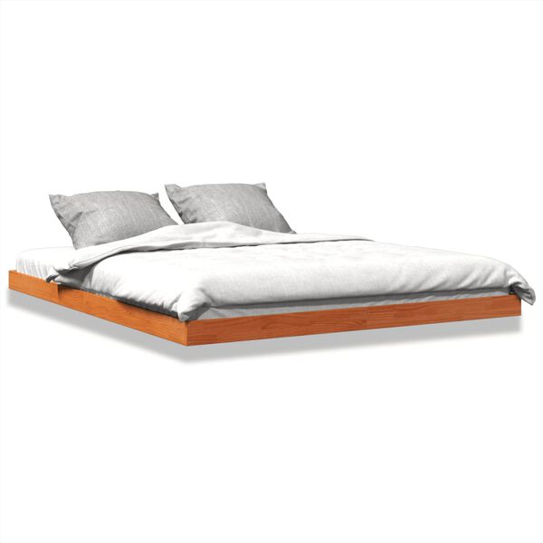 vidaXL Estrutura de cama 150x200 cm madeira pinho maciça castanho cera