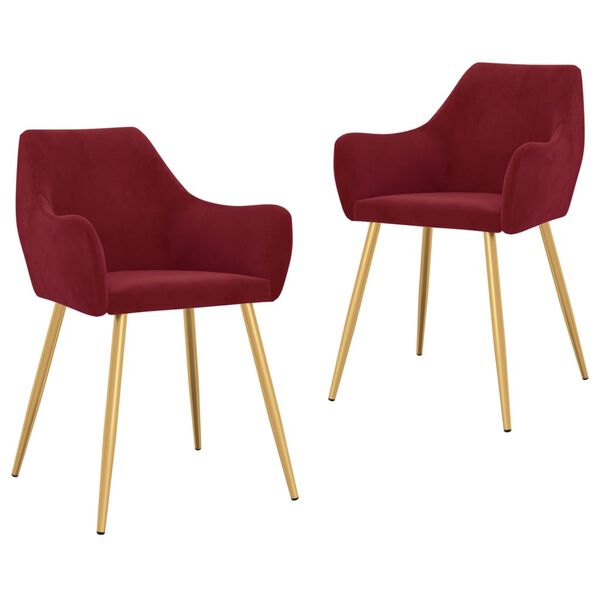 vidaXL Cadeiras de jantar 2 pcs veludo vermelho tinto