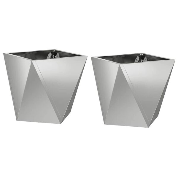 vidaXL Floreira 2 pcs Prateado 30 x 30 x 30 cm A&ccedil;o Galvanizado