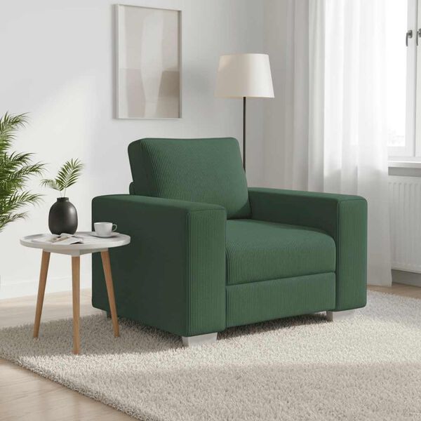 vidaXL Poltrona 60 cm tecido corduroy verde escuro