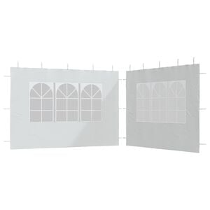 vidaXL Parede lateral com janela p/ tenda de festas 2 pcs PE branco