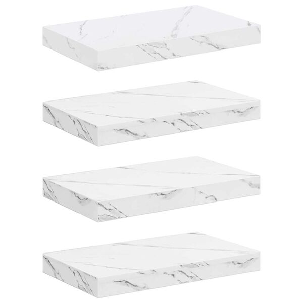 vidaXL Prateleira de Parede 4 pcs M&aacute;rmore Branco 40 x 23,5 x 4 cm
