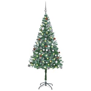 vidaXL &Aacute;rvore Natal artificial pr&eacute;-iluminada c/ bolas e pinhas 180 cm