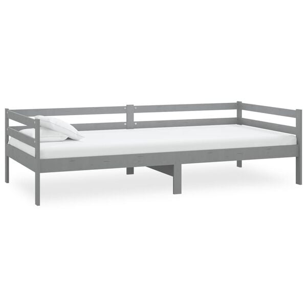 vidaXL Sof&aacute;-cama 90x200 cm madeira de pinho maci&ccedil;a cinzento