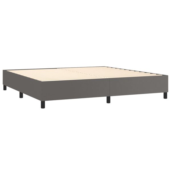 vidaXL Cama com molas/colch&atilde;o 200x200 cm couro artificial cinzento