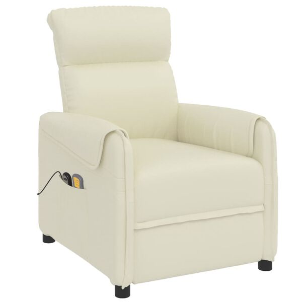 vidaXL Poltrona de massagens elétrica couro artificial cor creme