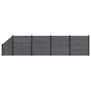 vidaXL Conjunto de Cercas 5 unid. 792 x 186 cm WPC e Alum&iacute;nio Cinzento