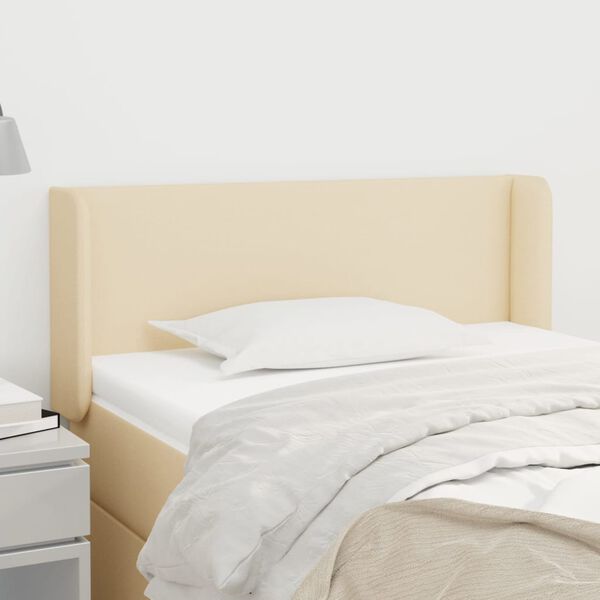 vidaXL Cabeceira de cama c/ abas tecido 83x16x78/88 cm creme