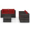 vidaXL 6 pcs conj. lounge jardim + almofad&otilde;es madeira impreg. cinzento