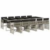 vidaXL 11 pcs conjunto jantar p/ jardim c/ almofad&otilde;es vime PE cinzento