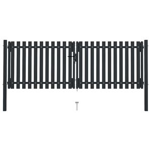 vidaXL Port&atilde;o de cerca de porta dupla em a&ccedil;o 300x75 cm antracite