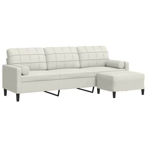 vidaXL Sof&aacute; de 3 lugares com apoio de p&eacute;s 210 cm veludo cor creme