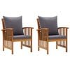 vidaXL Cadeiras de jardim c/ almofad&otilde;es 2 pcs madeira ac&aacute;cia