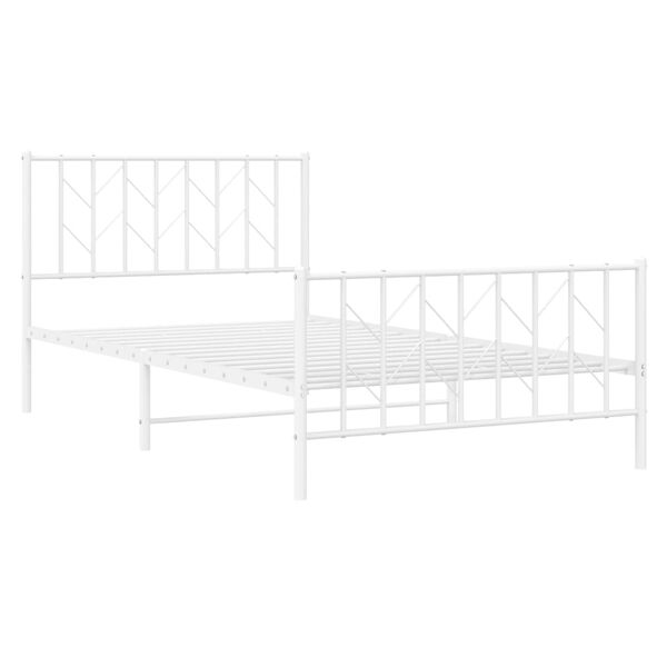 vidaXL Estrutura de cama com cabeceira e p&eacute;s 107x203 cm metal branco