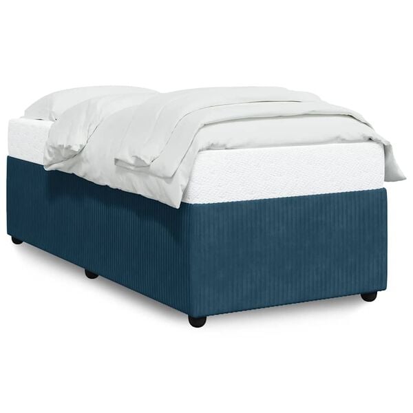 vidaXL Estrutura de cama 100x200 cm veludo azul