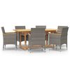 vidaXL 7 pcs conjunto de jantar para jardim com almofad&otilde;es cinzento