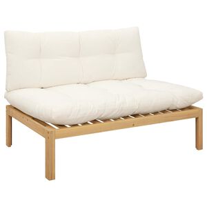 vidaXL Unidade Sof&aacute; M&eacute;dio Ac&aacute;cia Clara e Branco Creme