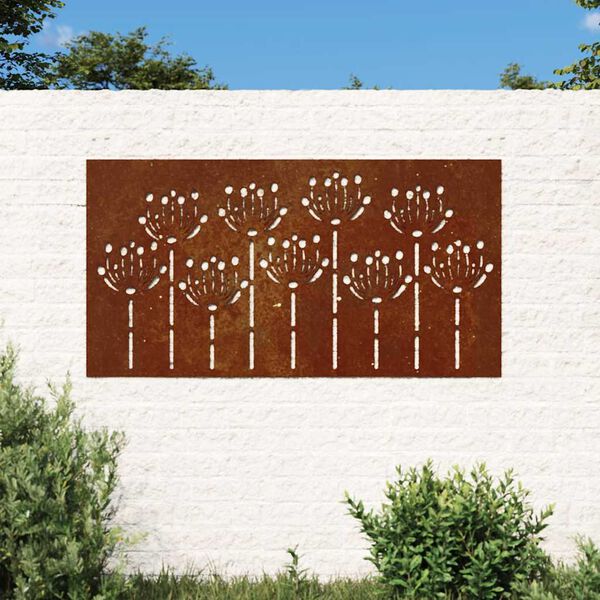 vidaXL Decora&ccedil;&atilde;o p/ muro de jardim 105x55 cm a&ccedil;o corten design flores