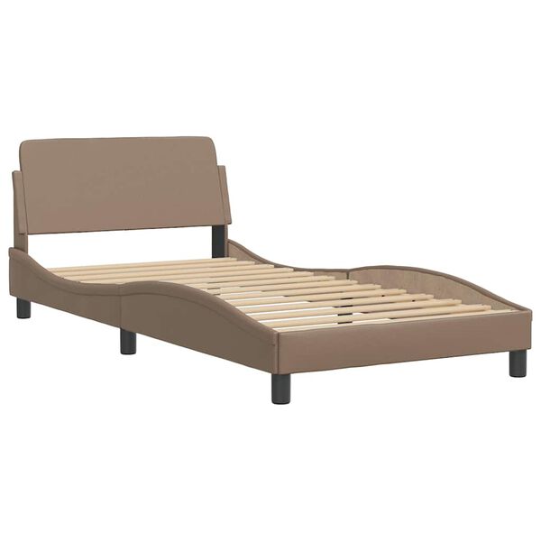 vidaXL Estrutura de cama Dover 100x200 cm couro artificial cappuccino